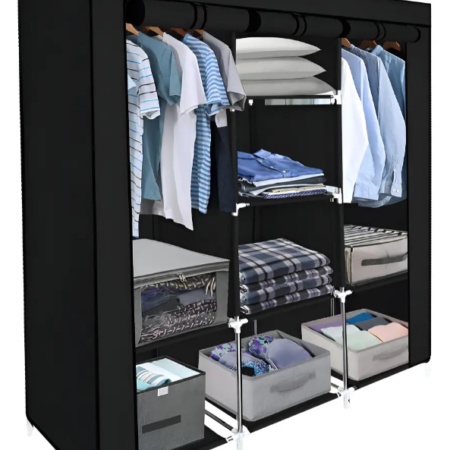 ARMARIO 3 PUESTOS SOLO NEGRO – Closet ropero armable de tela negro de 3 puestos - MerkBuy
